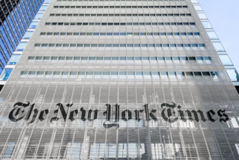 The New York Times building in New York City (Photo: Ajay Suresh from New York, NY, USA [CC BY 2.0])