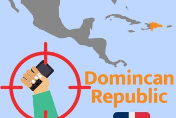 Map and flag of Dominican Republic