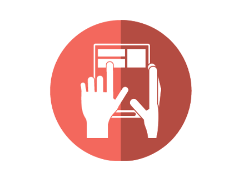 Illustration of hands clicking a mobile device
