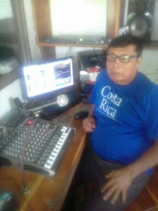 Jorge Morales, 60, farmer and radio announcer at Radio Cultural La Voz de Talamanca. Photo: Personal archive