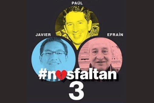 Photo of the abducted journalists from the Twitter account “Nos Faltan 3”
