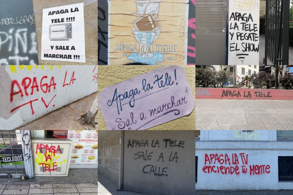 Signs of protest against media in Chile