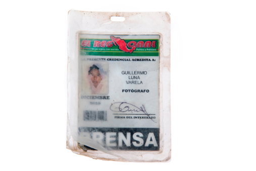 A photo of Guillermo Luna Varela's press badge