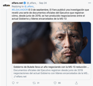 Reportaje sobre negociaciones de gobierno con pandillas (El Salvador)