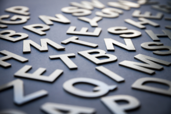 Metal letters scattered