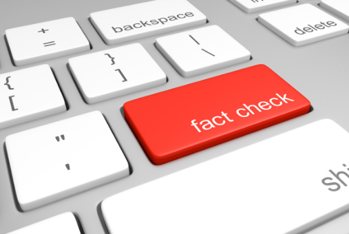 Fact-check button on a computer keyboard