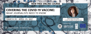 Banner announcing the COVID vaccine MOOC in English