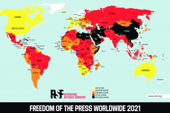 Map shows global press freedom situation. Source: RSF