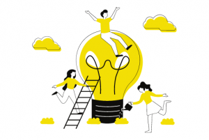 People and lightbulb illustration