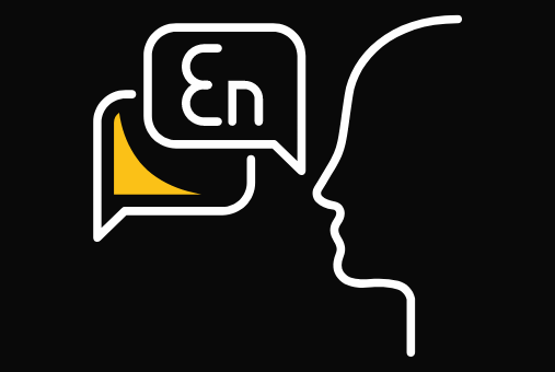 Illustration of person with a bubble and the letters "En"