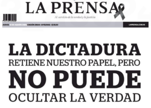 Parte de la portada impresa del diario La Prensa de Nicaragua del 12 de agosto de 2021.
