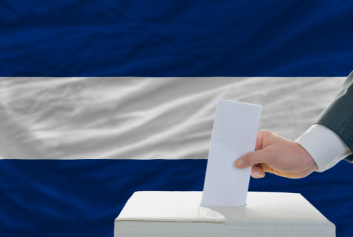 Nicaraguan flag and election box