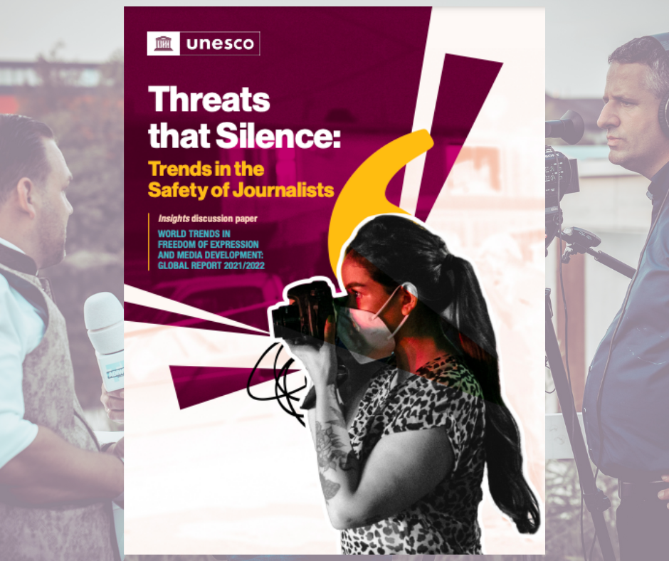 Cover of UNESCO report: Threats that Silence