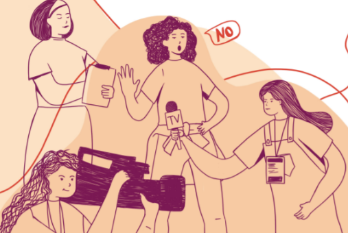 illustration of women journalists reporting