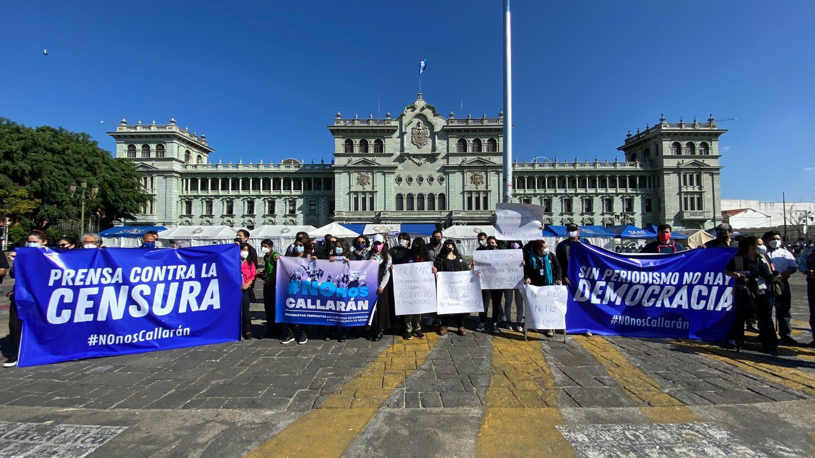 journalists during demonstration