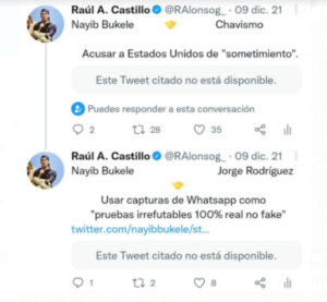 Venezuelan journalist is blocked on Bukele's Twitter account