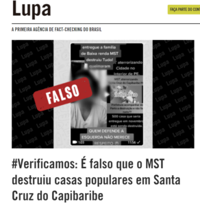 Screenshot of Agencia Lupa verification of fake news.