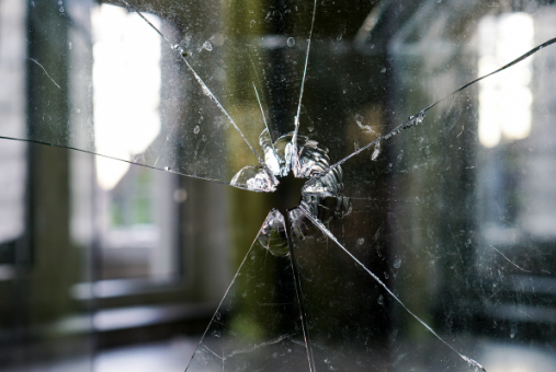 Bullet hole in glass