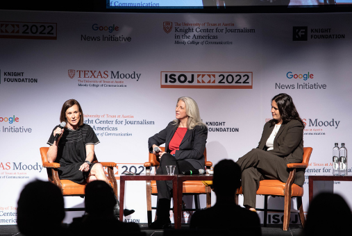 Three women on stage at ISOJ 2022