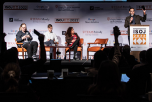 Los miembros del panel ¡Hype o no, ¿cómo y cuándo la web 3.0 y el metaverso impactarán el periodismo?’ discuten en ISOJ 2022.