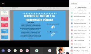 Captura de tela de um workshop sobre acesso à informação na Colômbia