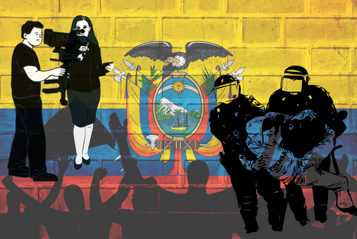 Art depicting violence towards journalists in Ecuador