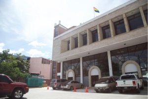 Fachada do prédio onde funciona o Ministério da Justiça e Direitos Humanos. Tegucigalpa, Honduras