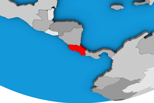 Map of Central America with Costa Rica highlighted in red