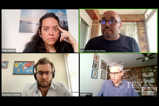 Captura de tela da reunião Zoom para o lançamento do ebook Proteção de Jornalistas: Segurança e Justiça na América Latina e no Caribe