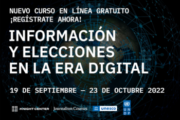 Small banner for Información y lecciones en la era digital" over black background