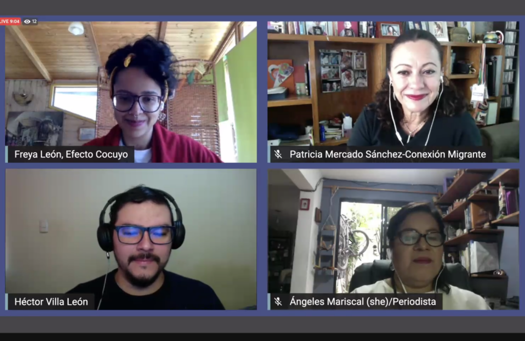 Painel sobre migração durante a Segunda Conferência Latino-Americana sobre Diversidade no Jornalismo. (Foto: Captura de tela)