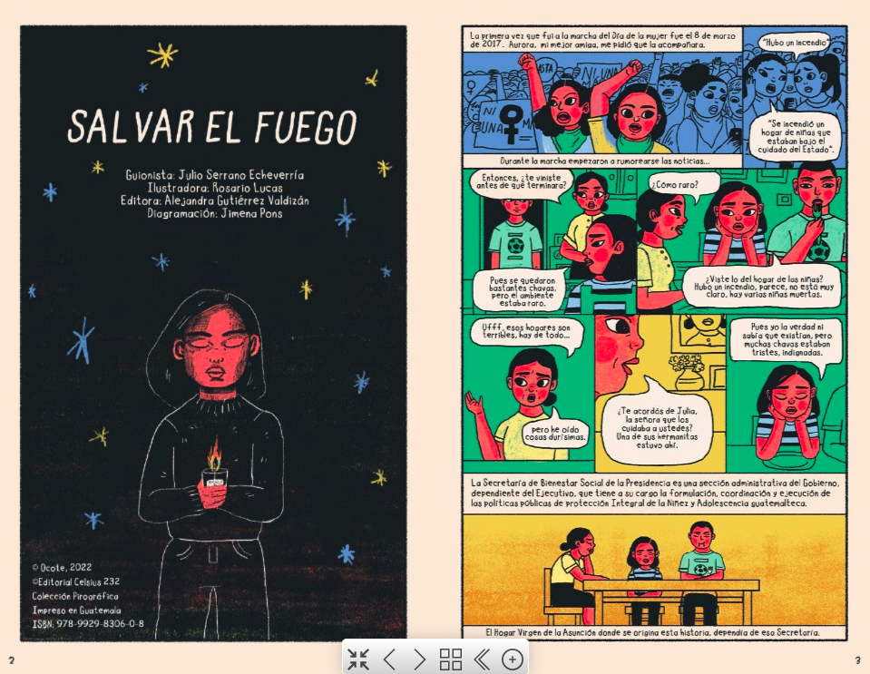 "No Fue el Fuego" comic by Guatemalan media outlet Agencia Ocote