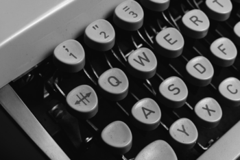 typewriter keys in black and white