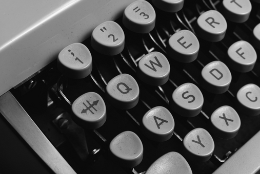 typewriter keys in black and white