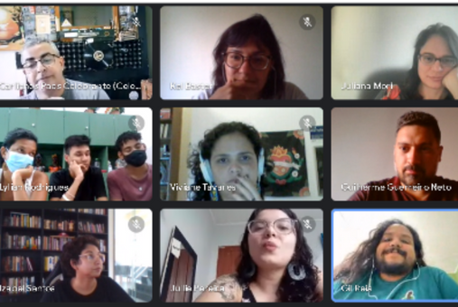 screenshot of a google meet call with 15 people