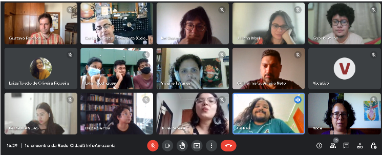 screenshot of a google meet call with 15 people