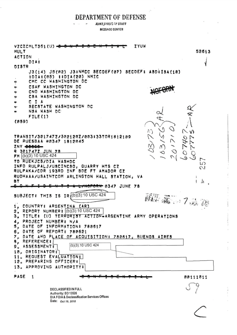 Unclassified document regarding the Argentina 78 world cup.