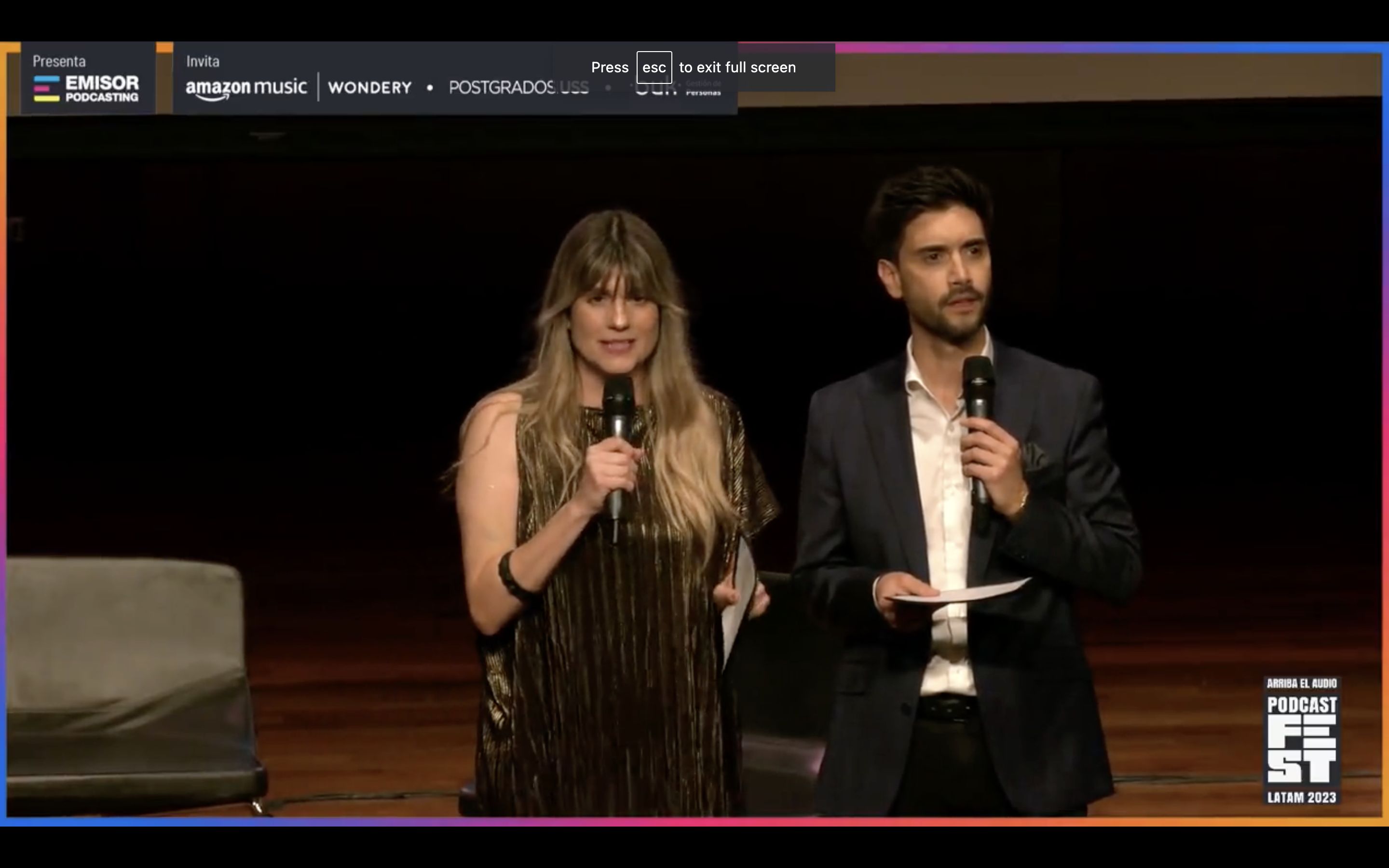 Screenshot of the live streaming of the Podcast Fest Latam festival 2023, in Chile.
