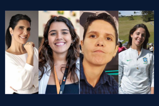 photo collage with images of four women posing for the camera