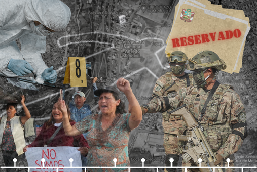 Collage of images of the social repression in Ayacucho, Perú on December 15, 2022.