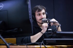 a man in a radio studio