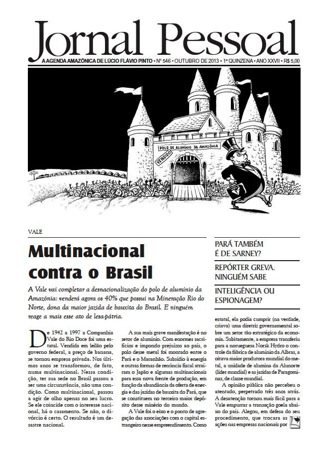 first page of an edition of newspaper jornal pessoal