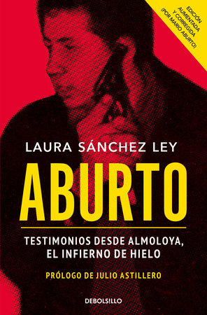 Cover of the book "Aburto": The book is red and shows the photo of a man carrying a revolver