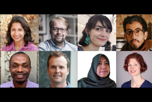 A montage with 8 photos of fellows chosen for the Knight Science Journalism Fellowship