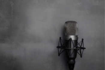 Studio Podcast Microphone on Gray Background