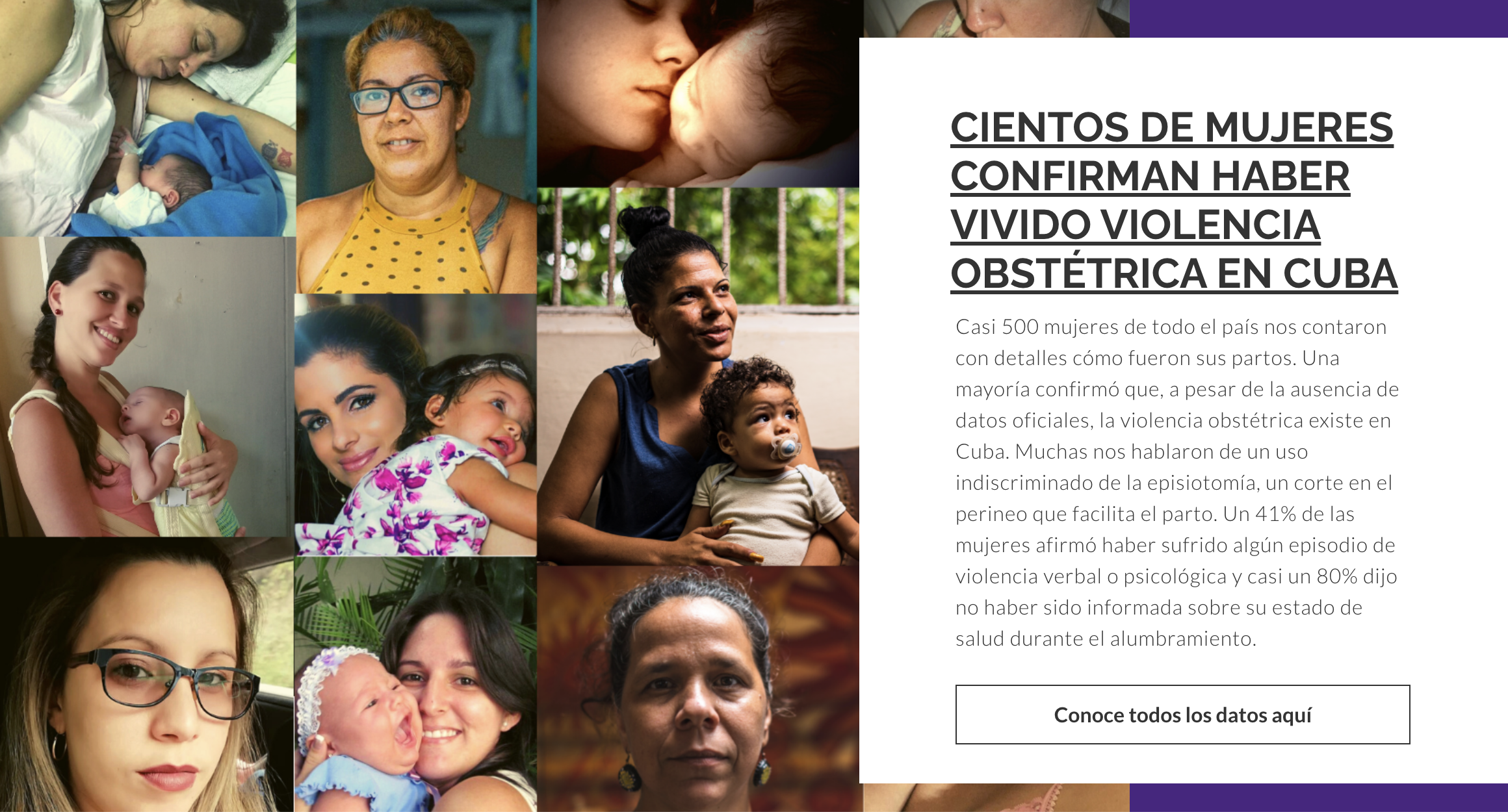 Collage of women with their children that illustrates the Cuban journalistic collaborative project "Broken Births"