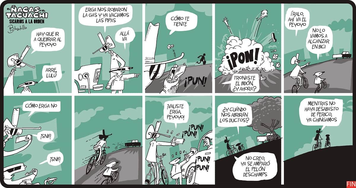 Example of the comic strip "El Ñacas y el Tacuachi", by Mexican cartoonist Bobadilla.