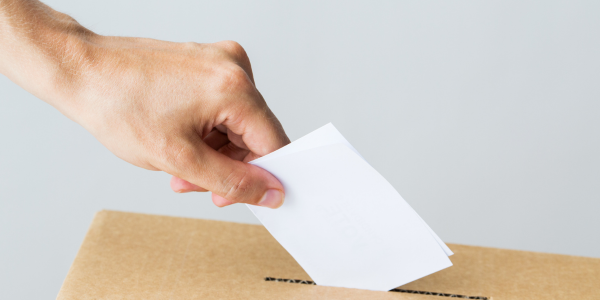 Hand putting vote in box
