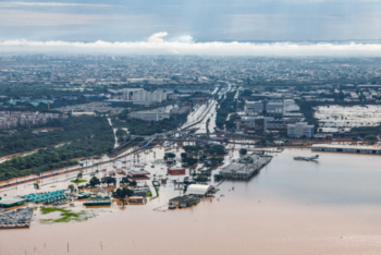 aerial view of flood in canoas, in the south of brazil