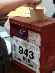 Voting ballot box in the 2014 general elections in Uruguay